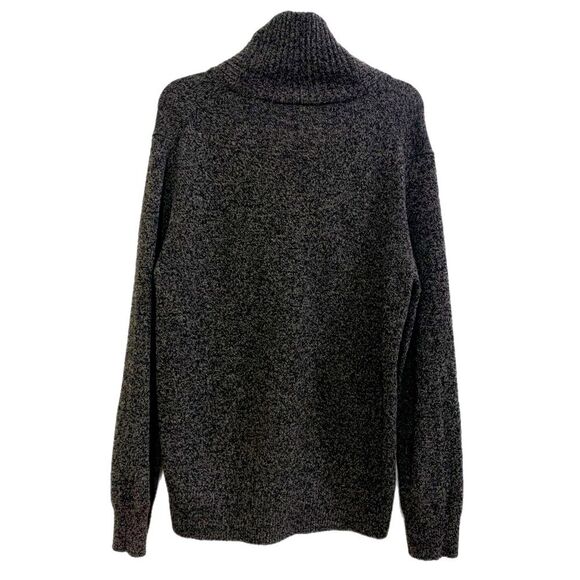 J. CREW SWEATER MEN LARGE GRAY 100% LAMBS WOOL MARBLED KNIT SHAWL COLLAR. - Picture 2 of 10